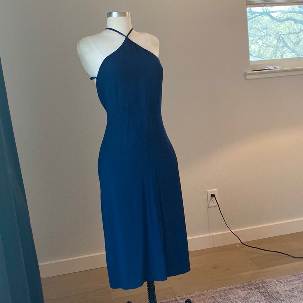 Reformation, size 6, blue backless midi dress